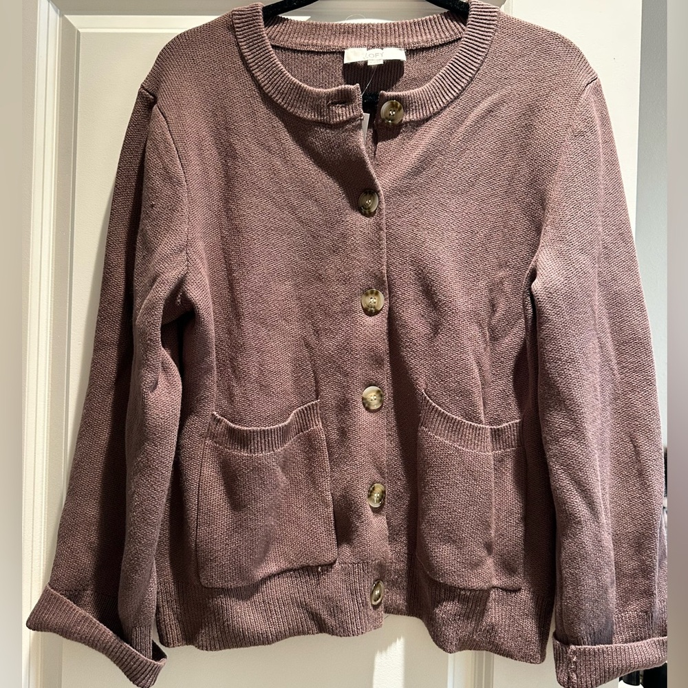 LOFT Brown Button-Up Sweater